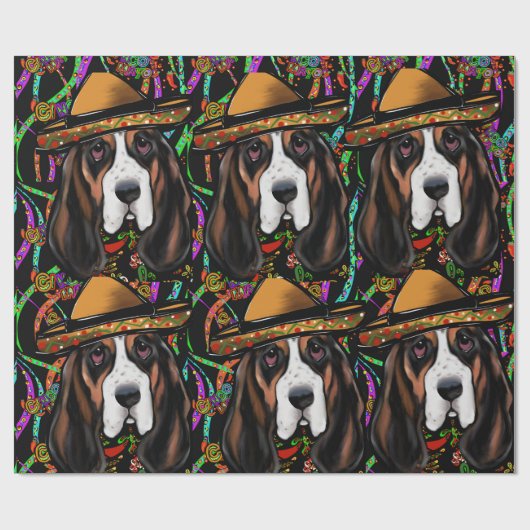 PAPIER CADEAU BASSET HOUND (Plat)