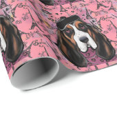 Papier Cadeau Basset Hound (Coin rond)