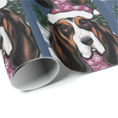 PAPIER CADEAU BASSET HOUND (Coin rond)