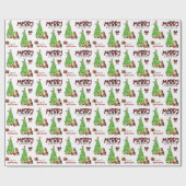 Papier Cadeau Basset Hound, Bird et Christmas Tree (Plat)