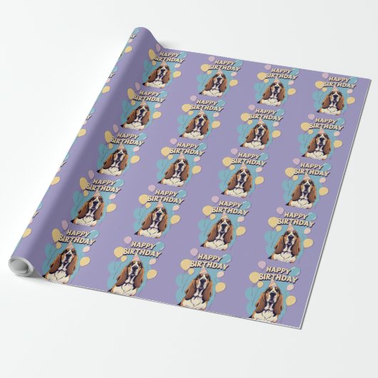 Papier Cadeau Basset Hound Chien coloré (Déroulé)