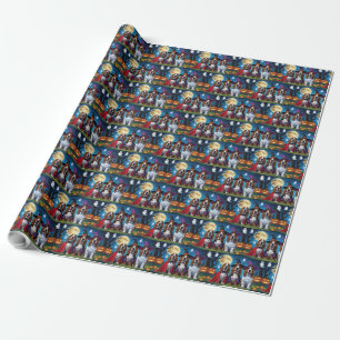Papier Cadeau Basset Hound Chiens Citrouille Halloween Funny