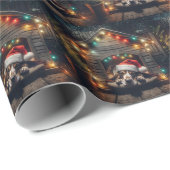 Papier Cadeau Basset Hound de Noël dans une niche (Coin rond)