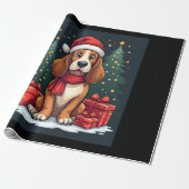 Papier Cadeau Basset Hound Dog Christmas Parties Santa Dog Lover (Déroulé)