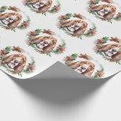 Papier Cadeau Basset Hound Festive Wreath de Noël Pup (Coin)