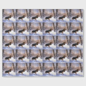 Papier Cadeau Basset Hound Laisser neiger Noël (Plat)