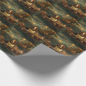 Papier Cadeau Basset Hound Noël Festive Voyage (Coin)