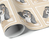 Papier Cadeau Basset Hound Peinture Chiot - Art Chien original (Coin rond)