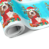Papier Cadeau basset hound profiter de la neige avec cadeaux de  (Coin rond)