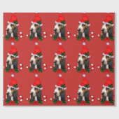 Papier Cadeau Basset Hound Santa Hat Noël (Plat)