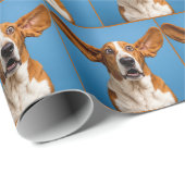 Papier Cadeau Basset Hound surpris (Coin rond)