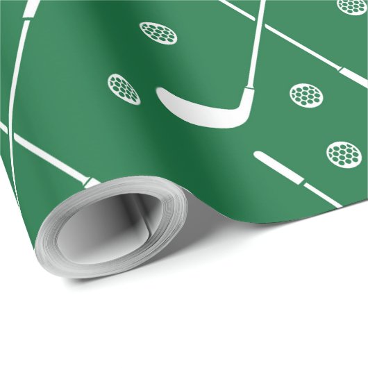 Papier Cadeau Bat De Golf Et Arrière-Plan Vert (Coin rond)