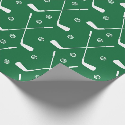 Papier Cadeau Bat De Golf Et Arrière-Plan Vert (Coin)