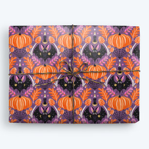 Papier Cadeau Bat d'Halloween mignonne et Citrouille