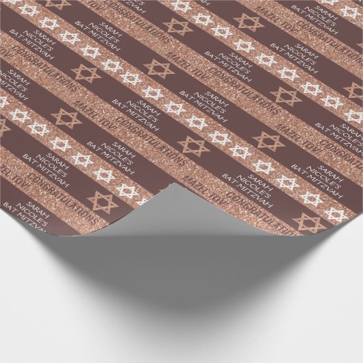 Papier Cadeau Bat mitzvah Rose Gold Parties scintillant Motif de (Coin)
