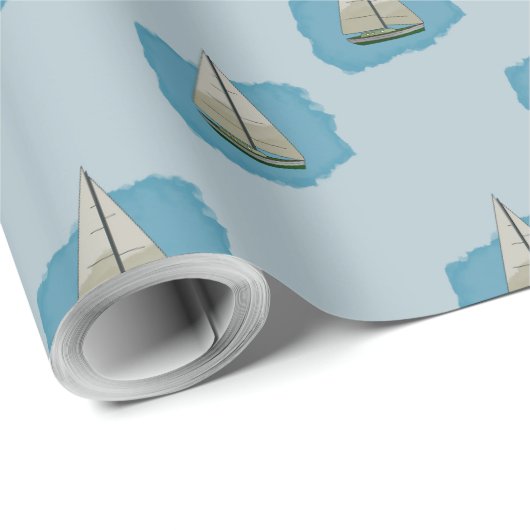 Papier Cadeau Bateau à voile (Coin rond)