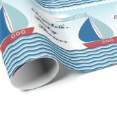 Papier Cadeau Bateau à voile sur l'eau C'est un garçon, Baby sho (Coin rond)