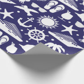 Papier Cadeau Bateau de croisière modèle marine bleu et blanc (Coin)