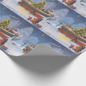 Papier Cadeau Bateau de Noël dans la neige (Coin)