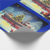 Papier Cadeau Bateau de Noël dans les lumières (Coin)