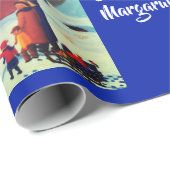 Papier Cadeau Bateau de Noël dans les lumières (Coin rond)