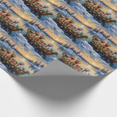 Papier Cadeau Bateau de Noël de Caniche Fêtes (Coin)
