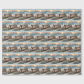 Papier Cadeau Bateau en bois rustique sur une plage (Plat)