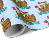 Papier Cadeau Bateau remorqueur à dessin (Coin rond)