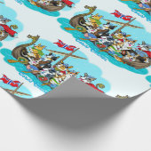 Papier Cadeau Bateau viking rempli de Corgis (Coin)