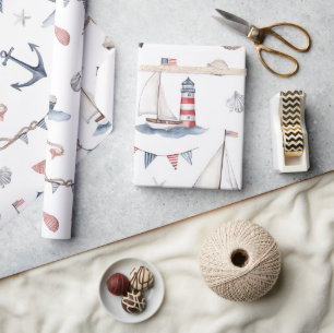 Papier Cadeau Bateaux à voile de la fête nationale côtière Phare