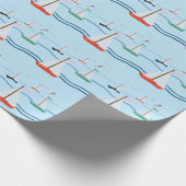 Papier Cadeau Bateaux à voile, mouettes, vagues de l'océan (Coin)