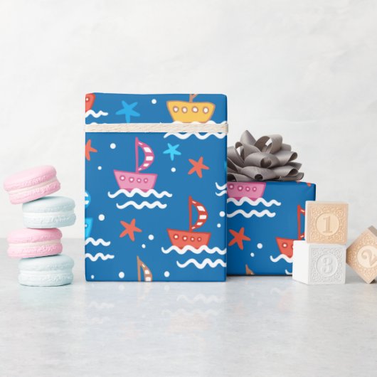 Papier Cadeau Bateaux Bébés (Baby Shower)