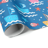 Papier Cadeau Bateaux Bébés (Coin rond)