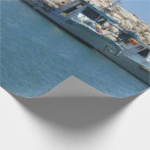 Papier Cadeau Bateaux de pêche méditerranéens en Blue Sea Design (Coin)