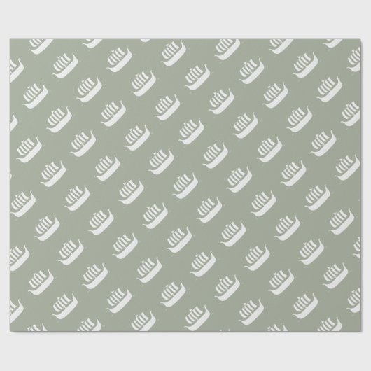 Papier Cadeau Bateaux de Viking avec la couleur faite sur (Plat)