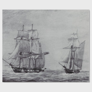 Papier Cadeau Bateaux Graphiques d'Art Fin Océanique Trek