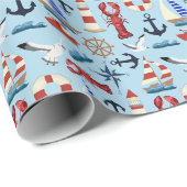 Papier Cadeau Bateaux marins (Coin rond)