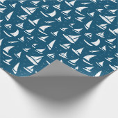 Papier Cadeau Bateaux nautiques Bleu Blanc (Coin)