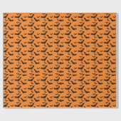 Papier Cadeau Bateaux noirs éffrayants à l'Halloween orange (Plat)