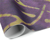 Papier Cadeau Batik Feuilles Tropicales Monnaie Candy rose viole (Coin rond)