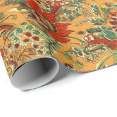 Papier Cadeau Batik indonésien style balinais jaune orange (Coin rond)