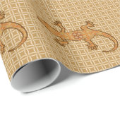 Papier Cadeau Batik tribal Gecko - rouille, ambre et bronze (Coin rond)