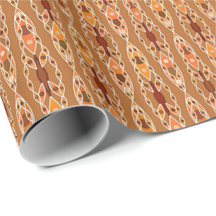 Papier Cadeau Batik tribal - rouille, terre cuite et beige
