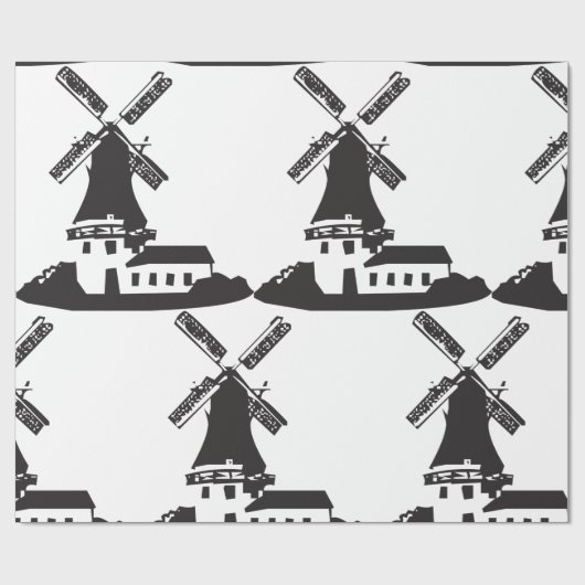 Papier Cadeau Bâtiment de moulin à vent (Plat)