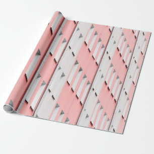 PAPIER CADEAU BÂTIMENT EN BÉTON BLANC ET ROSE