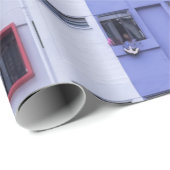 Papier Cadeau Bâtiment haut bleu et blanc (Coin rond)