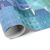 Papier Cadeau Bâtiments Parisiens Art Bleu (Coin rond)