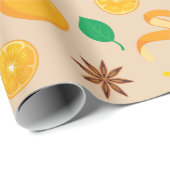 Papier Cadeau Bâtons de cannelle, Oranges, Star Anise Automne sa (Coin rond)