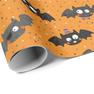 Papier Cadeau Bats d'Halloween mignonnes avec lunettes de soleil