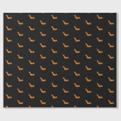 Papier Cadeau Bats d'Halloween orange sur noir (Plat)